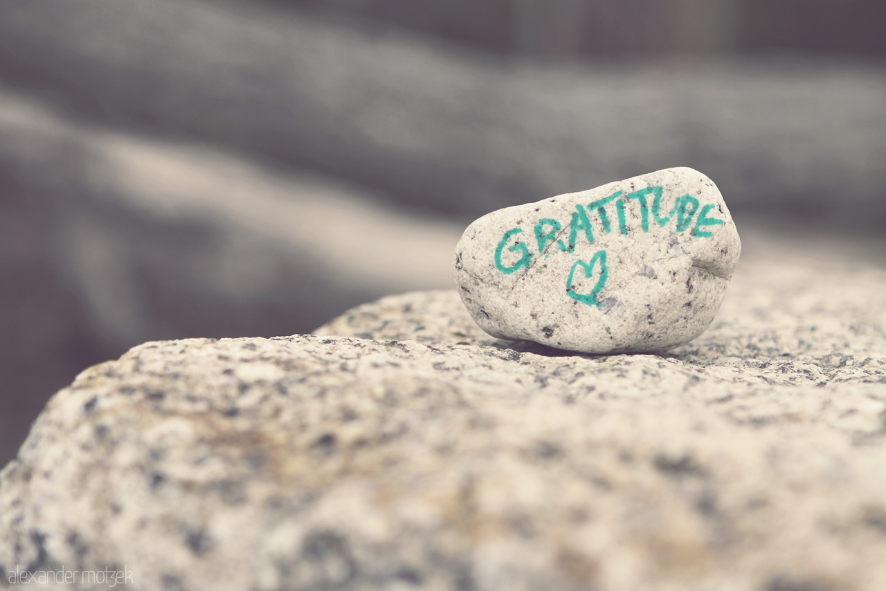 Foto von Stein mit Aufschrift Gratitude in Cape Cod